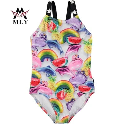MLY Digital Printed One-Piece Swimsuit for Girls Lovely Children's Beachwear Bathing Suit Set Kids' Swimwear Bikini