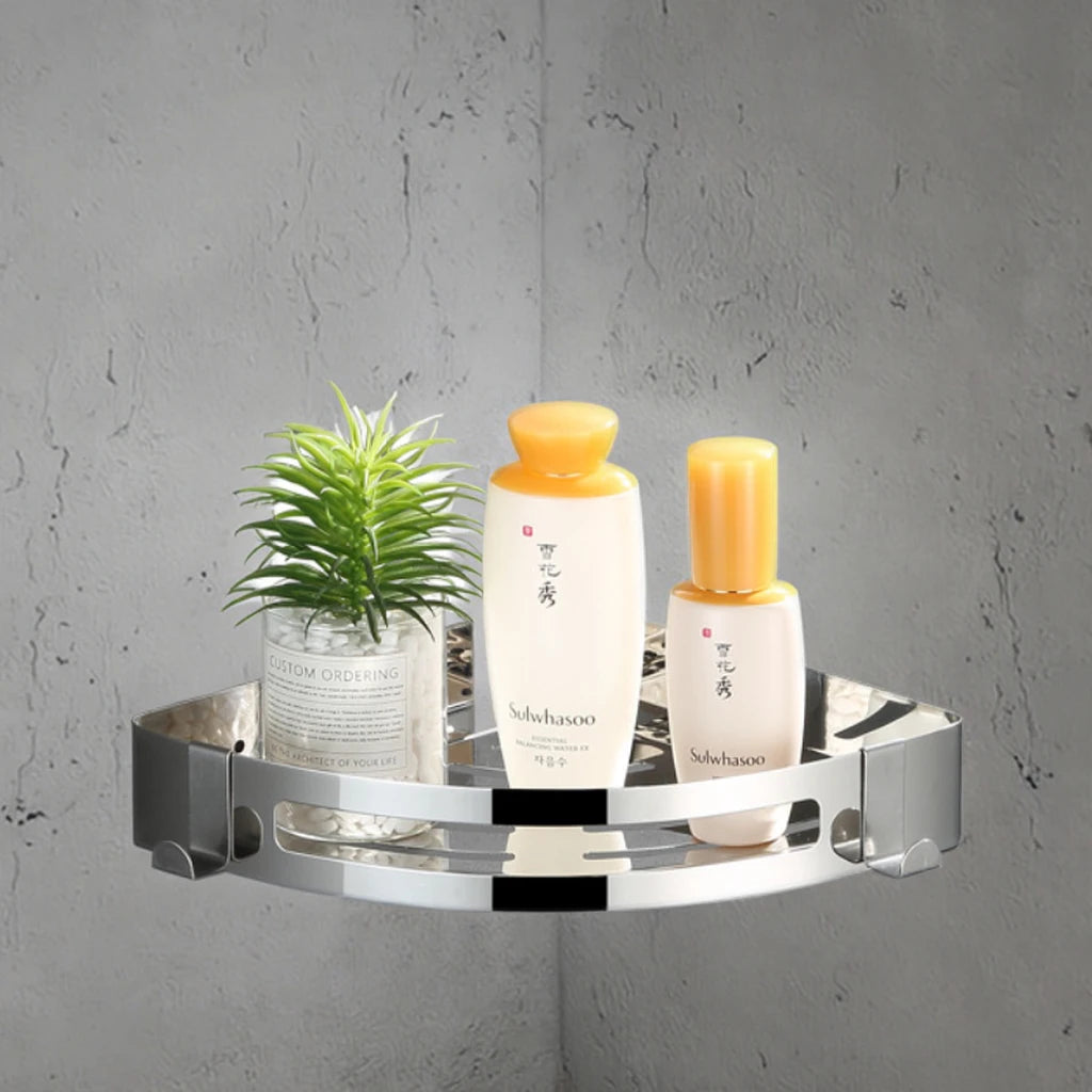 Modern Stainless Steel Wall-Mounted Bathroom Shelf Corner Shower Caddy
