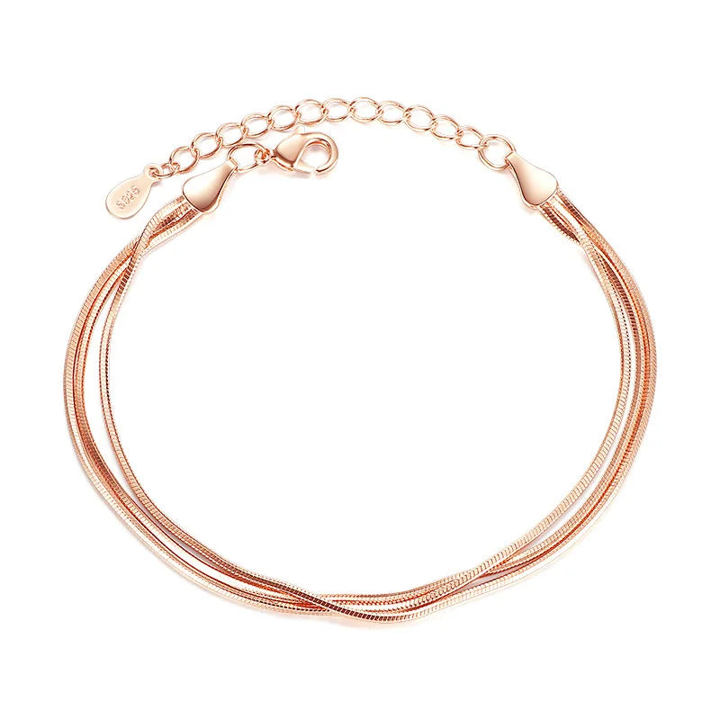 Silver Plated Copper Jewelry Snake Bone Bracelet Women Hand Accessories Double Layered Adjustable Bracelet for Women