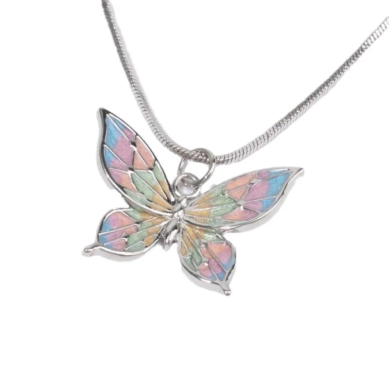 GT Fairy Dreamy Wonderland Same Style Princess Butterfly Oil Dripping Necklace for Women Girl