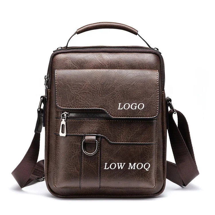 2025 Free Sample Cheap PU Leather Crossbody Messenger Laptop Bag for Men Fashionable Vintage National Style Letter Low MOQ