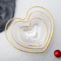 Crystal Dessert Bowl Glass Heart Bowl with Golden Trimming for Serving Fruit Salad Snack