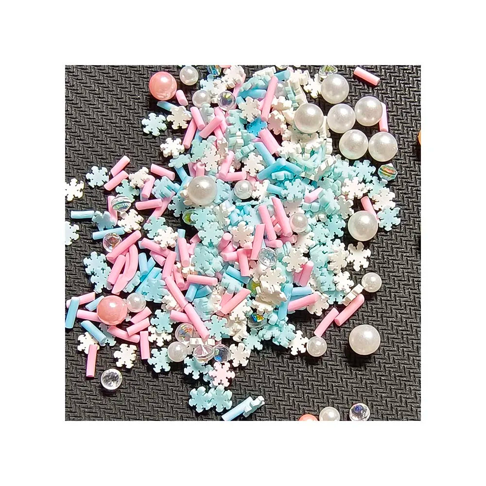 Christmas Series Blue Pink  White Snowflakes Mixed Nail Thin Clay Slices Soft Pottery Flakes Elegance Temperament Nail Jewelry