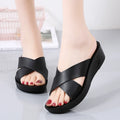 Women's Slope Heel Heightening Slippers Soft Bottom Non-slip Comfortable Ladies Sandals Ladies Solid Colour Walking Loafers
