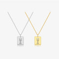 FUAMAY 925 Sterling Silver Pendant Jewelry Simple Zircon Necklace Jewelry Letter I Square Necklace