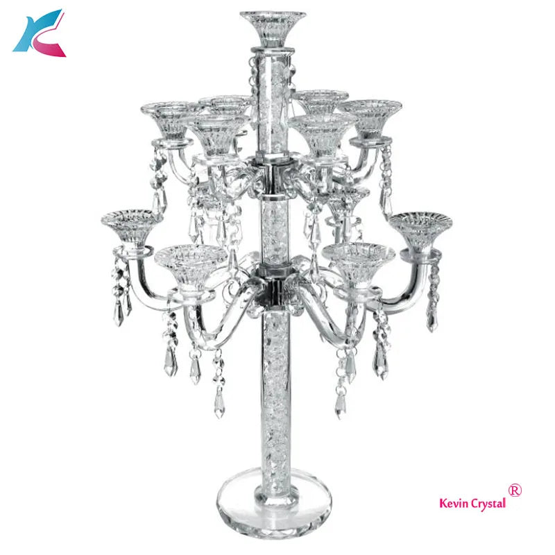 K-1195 Unique Designed Crystal Candle Holder New Style Crystal clear Glass Candelabra
