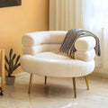 Comfy Reading Lounge Chairs for Living Room Bedroom Modern Accent Chair Soft Teddy Velvet Armchair with Golden Metal Legs