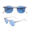 Italian Luxury Designer Custom Logo Round Transparent Sun Glasses UV400 Clear Glasses Men TAC Lens Polarized Acetate Sunglasses