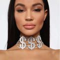 HANSIDON Big Money Dollar Rhinestone Necklace Statement Choker for Women Fashion Crystal Collar Necklace Chain Party Jewelry