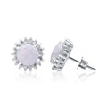 925 Sterling Silver Earrings with round Opal Rhodium & Gold Plating Trendy Women's Wedding & Party Sets Mother's Day Gift