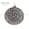Vintage Round Double Side Viking Logo Pendant Stainless Steel Compass Protective Pattern Mens Necklace