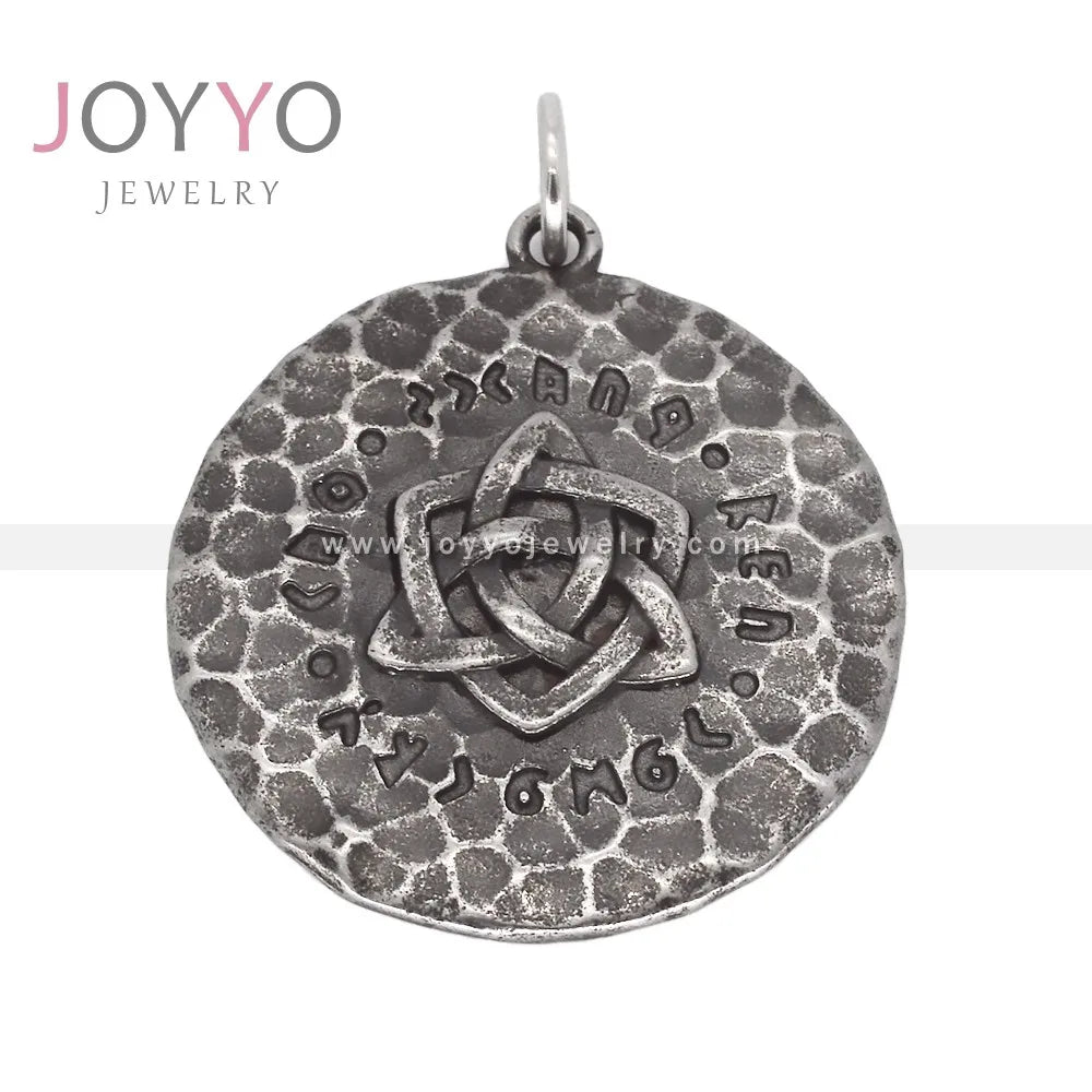 Vintage Round Double Side Viking Logo Pendant Stainless Steel Compass Protective Pattern Mens Necklace