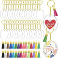 Custom Printing Logo Acrylic Transparent Discs Keychain Rings Clear Acrylic Keychain Colorful Tassel Pendants for Craft DIY