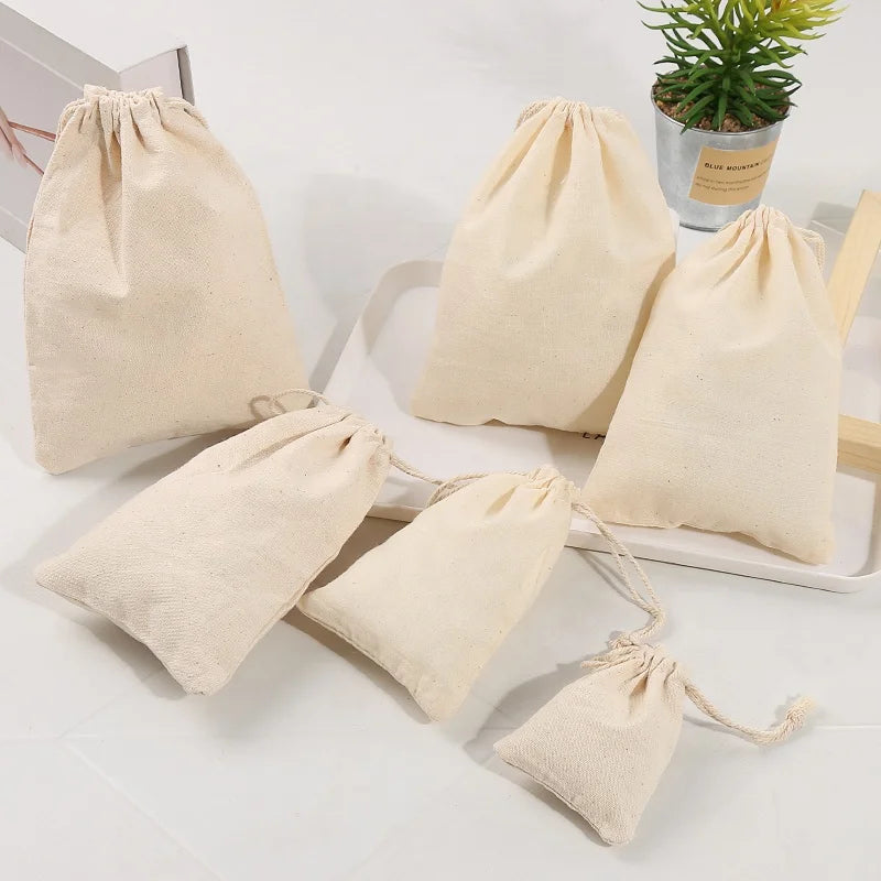 Linna 7*9cm Reusable Recyclable Organic Cotton Drawstring Bags for Photo Frame Stickers Candle & Craft Daily Use in Stock