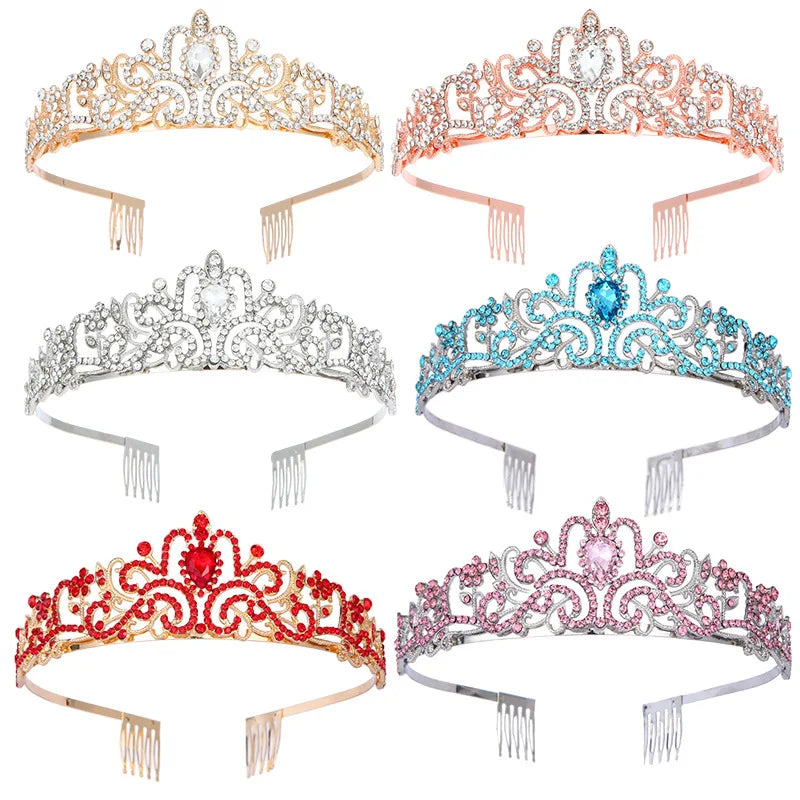 Fashion Alloy Rhinestone Crown Bridal Headwear Hair Accessories Birthday Party Crown Tiara Headband