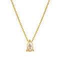 Fashion 18k Gold-plated Stainless Steel Chain Teardrop Zirconia Pendant Necklace for Women