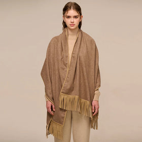 Winter New Pure Cashmere Warm Binding Goatskin Edge Tassel Scarf Light Luxury Fashion Versatile Shawl Factory Spot Customized Pb