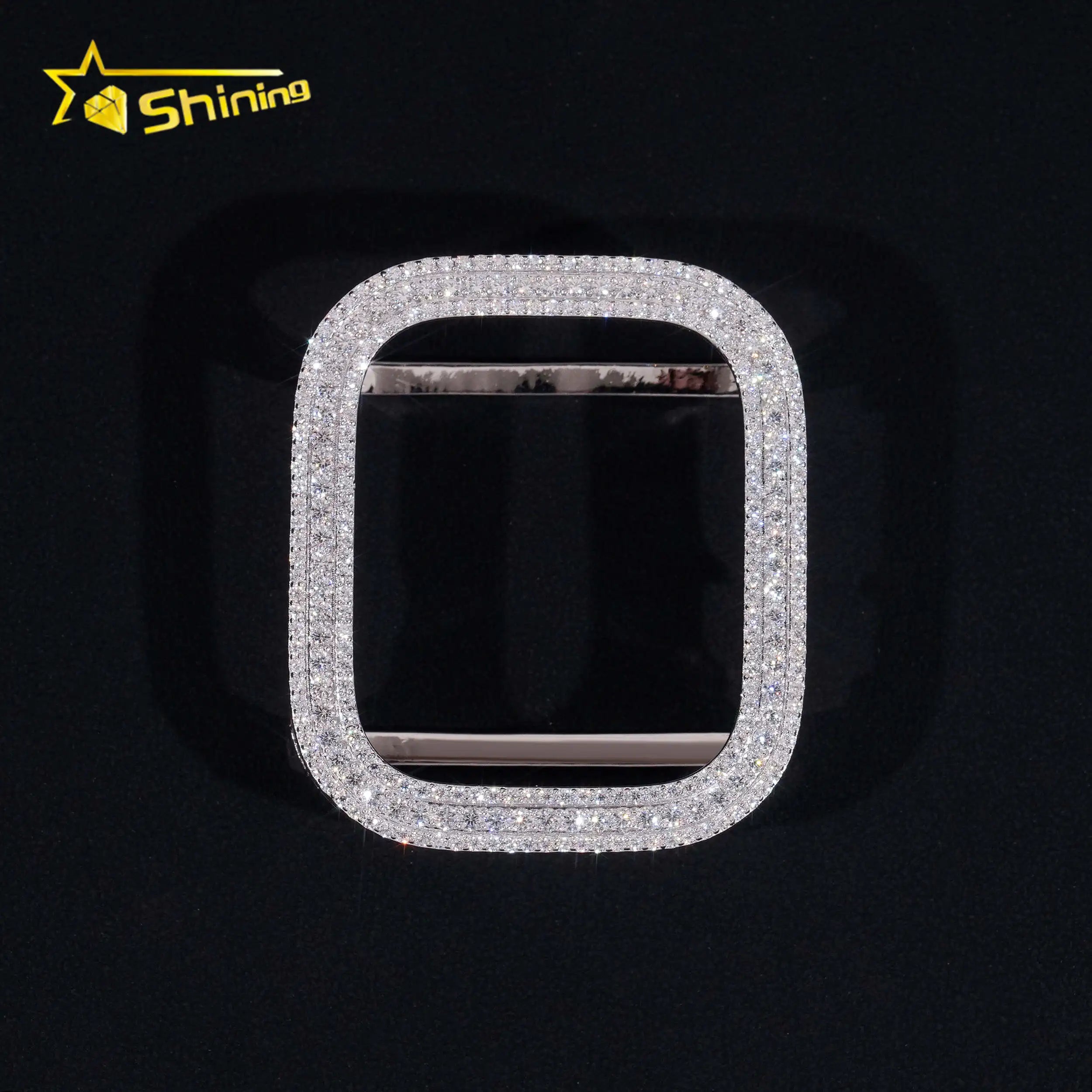 49mm Watches Case Fully Moissanite 925 Silver 18K White Gold Plated Iced Out Diamond Case for Watches