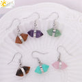 CSJA Wholesale Natural Healing Turquoise Stone Crystals Earrings Hexagonal Double Women Earring Statement Jewelry 2022 G986