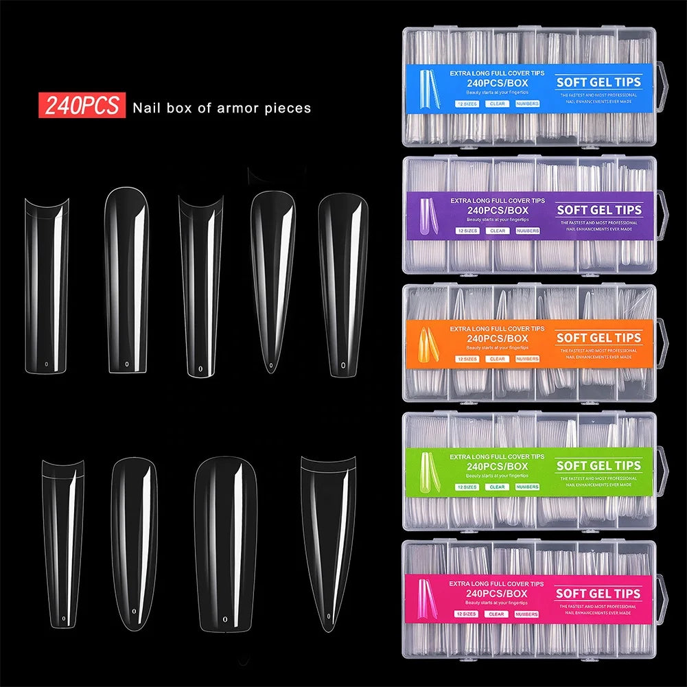 2025 New Products 3XL Square Coffin Ballerina Russisch Almond Stiletto Full or Half Cover Abs Plastic False Soft Gel Nail Tips