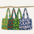 2023 New Hot Sale Korean Style Women's Tote Bag Knitted Crochet Large Capacity Open Closure Letter Pattern for Back to Office