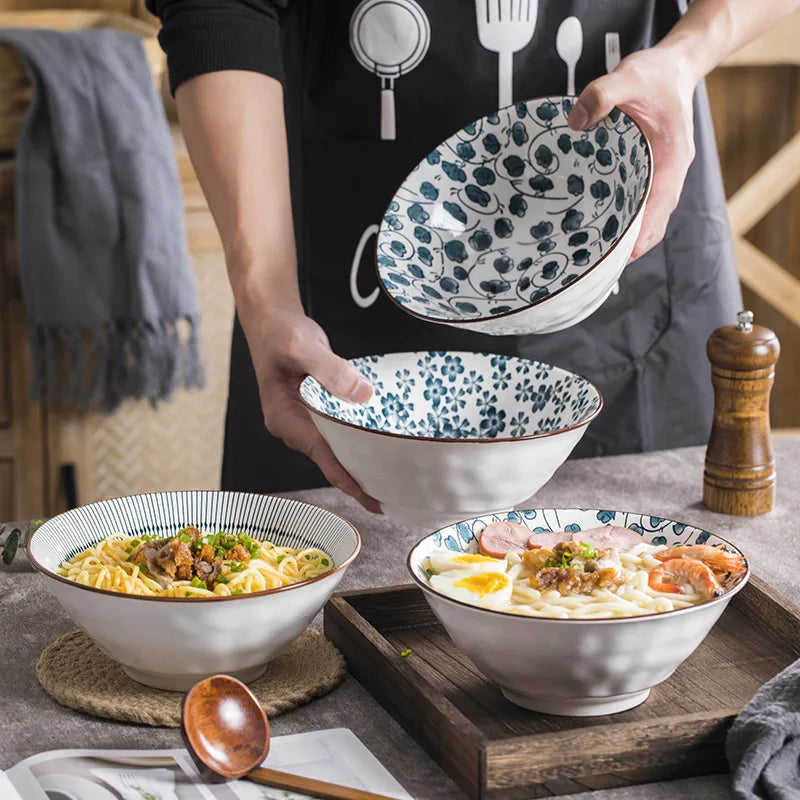 Japanese Ceramic Tableware for Parties-7/8/9 Inch Ramen Bowls Disposable Personality Hat Bowls for Noodles Casual Dining