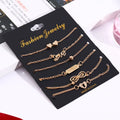 2022 Fashion Ankles 6 Pcs Gold Ankle Set Shape Heart and 8 Anklet Pretty Gift for Women Girls