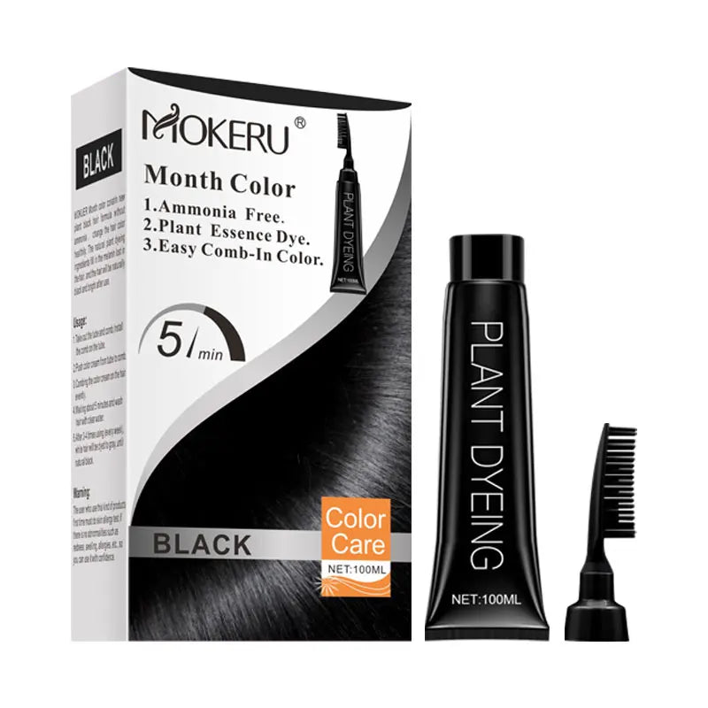 For Fast-Acting Temporary Black Hair Dye Shampoo Cream 100% Gray Coverage All Hair Types