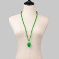 New Fashion LED Luminous Green Plastic Beads Long Necklace Trendy Christmas Sweater Accessory for Unisex Parties