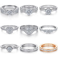 Jewelry Manufacturer Simple Fashion S925 Sterling Silver Hypoallergenic Cubic Zirconia Rings Set Wedding Band Engagement Ring
