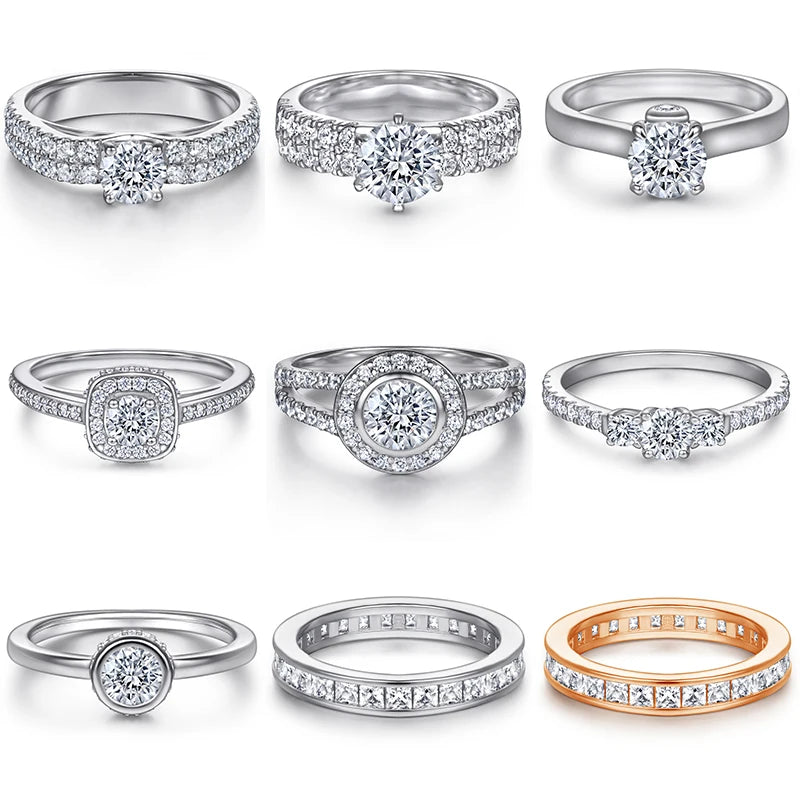 Jewelry Manufacturer Simple Fashion S925 Sterling Silver Hypoallergenic Cubic Zirconia Rings Set Wedding Band Engagement Ring