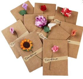 Creative DIY Dried Flower Card Hand Account Decor Vintage Kraft Paper Greeting Card 105x71mm Dried Flowers Can Be Changed