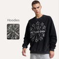 Bomery 2025 Autumn Crew-neck Hoodie Heavy 430G White Ink Digital Direct Print 100% Cotton Washed Water-Made Old Fried Color