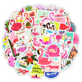 50PCS Pink Flamingos Sticker Cartoon Girl Stickers  Kids DIY Notebook Luggage Bicycle Guitar Laptop Stickers