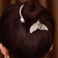 Fishtail Ponytail Hair Clip for Women Crystal Rhinestone Hair Claw Women's Head Hairpin Mermaid Pearl Hair Grab