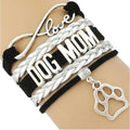 Factory Direct Multi-Layer Infinity Love Paw Print Leather Wrap Bracelet Fashionable Rescue Mom Dog Person Doggie Charm Bracelet