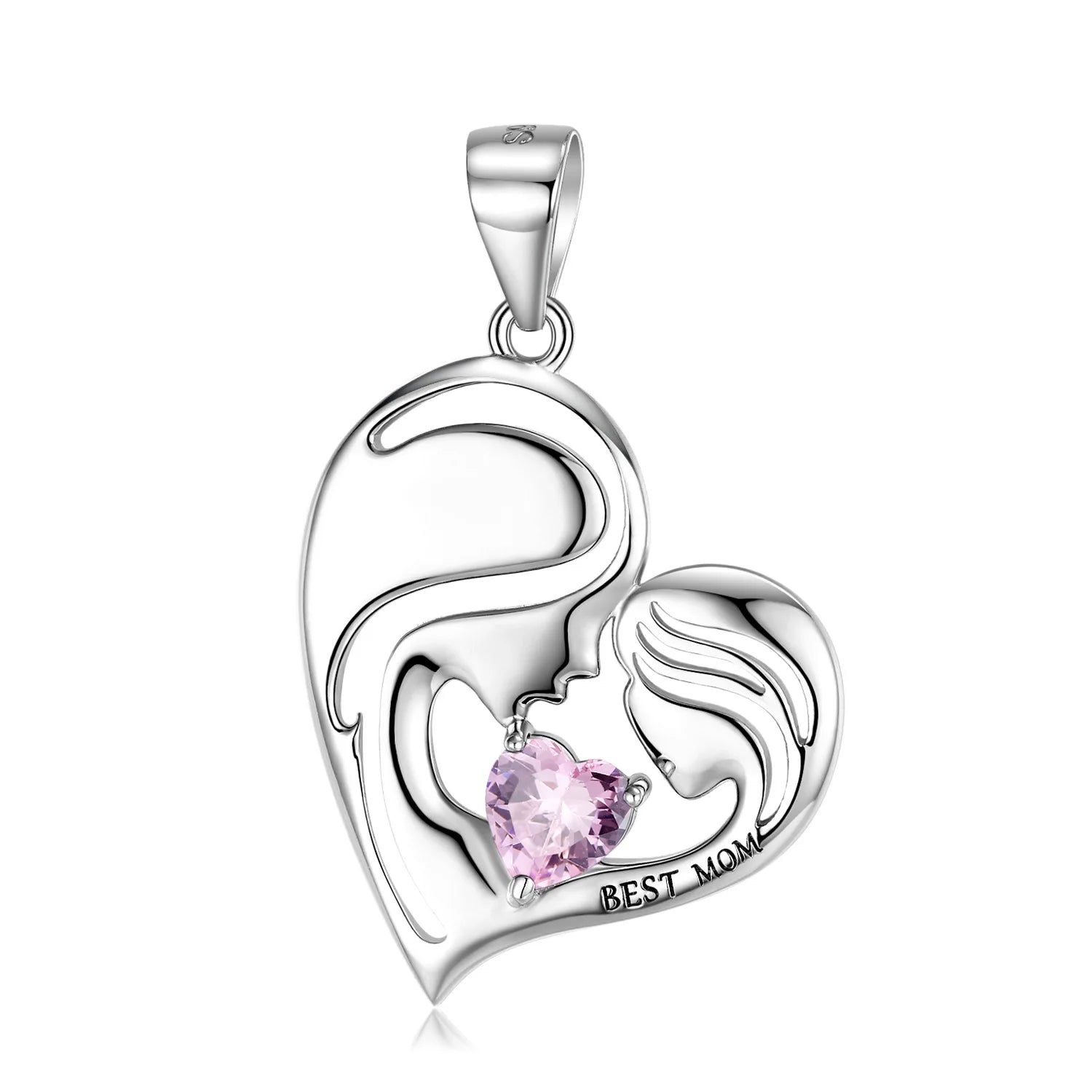 New Heart Shaped Mother's Day Square Crystal Necklace Multicolor Hollow Out Delicate Necklace