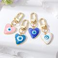 Trendy Bag Accessories Key Ring Heart Shape Enamel Blue Lucky Turkish Evil Eye Keychain for Women