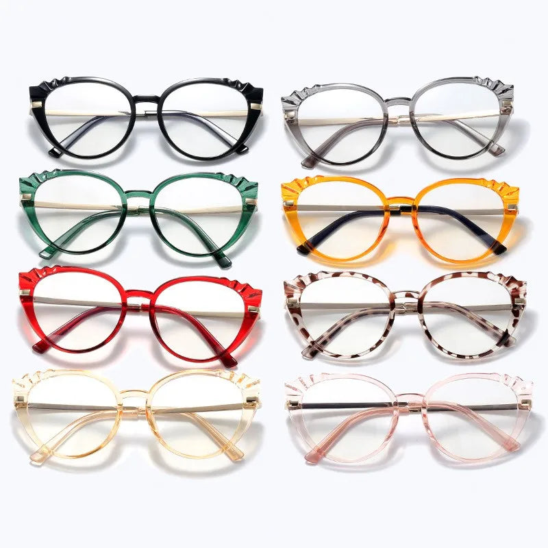 Tr90 0301 Cat Eye Metal Women Style Anti Blue Ray  Optical Frame Fashion Blue Light Blocking Glasses