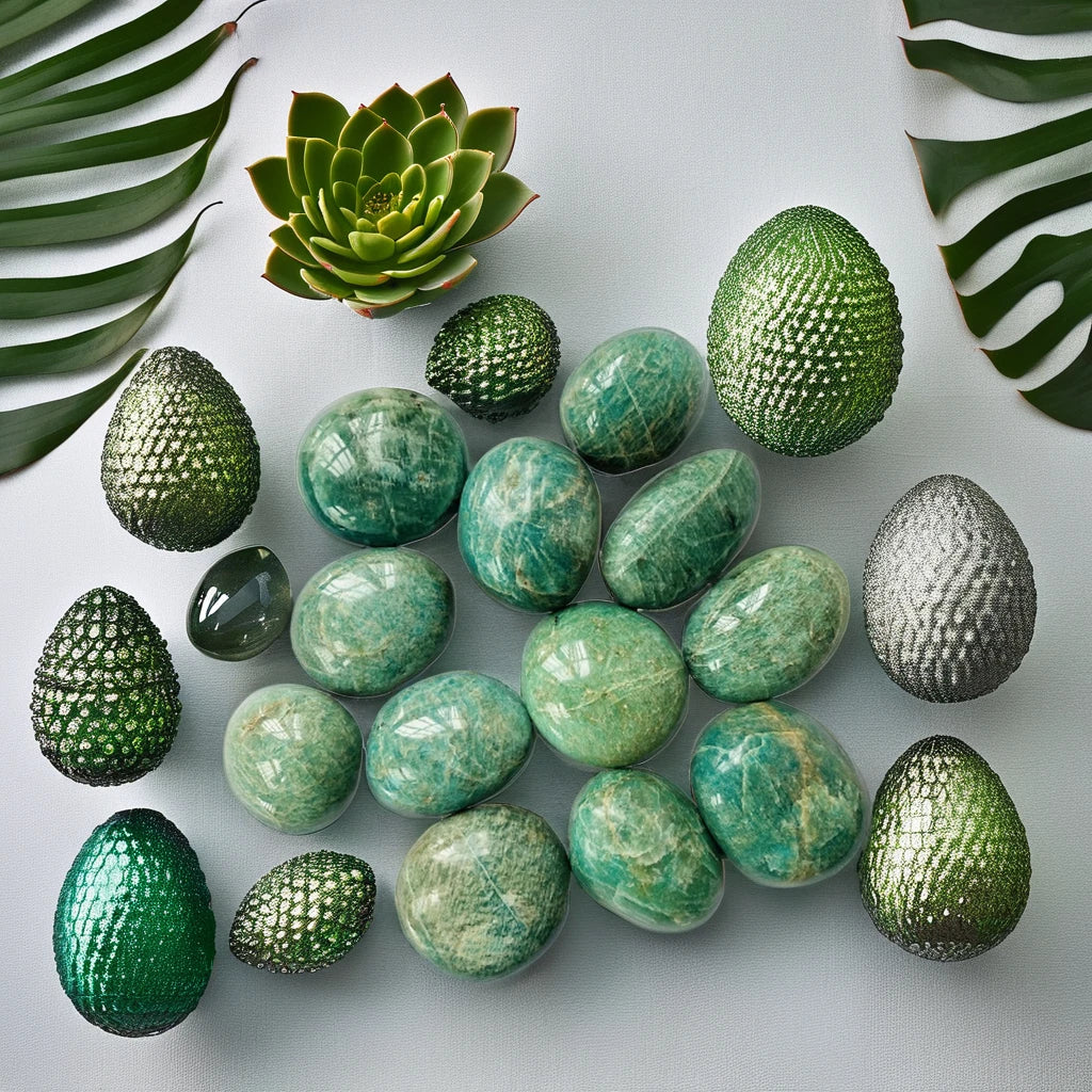 Wholesale Natural Polished Amazonite Crystal Quartz Palm Stone Handcrafted Crystal Crafts