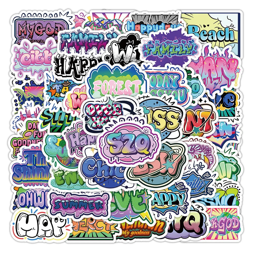 60PCS No repeat cartoon cute trendy galaxy planet nature decals inspirational words sticker