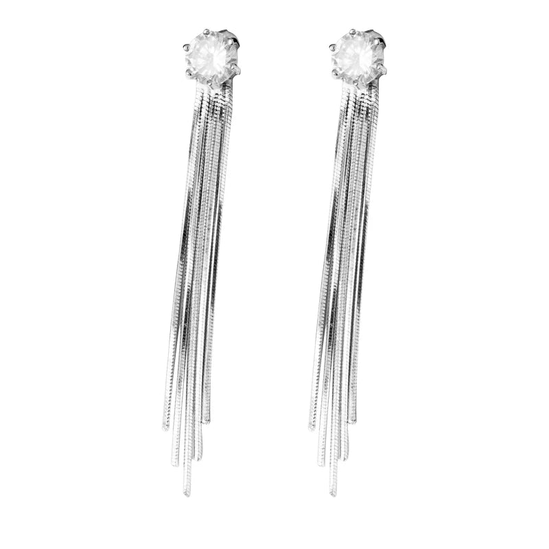 925 Sterling Silver Cubic Zirconia Square Wedding Dangle Earrings for Women Luxury Lady Party Fashion Jewelry