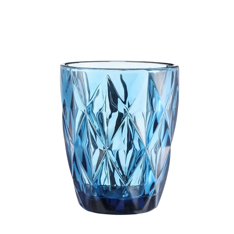 European Embossed Pattern Colored Glass Beer Cup for bar and KTV Hotel Tooth Mug