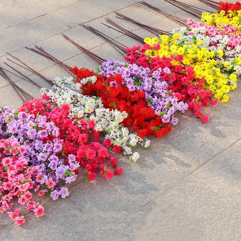 H91 Wholesale Peach Flower Silk Large Artificial Peach Blossom Branch White Pink Purple Peach Blossom Flower Branch