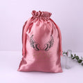 Luxury Custom Logo Printed Satin Hair Extension Wig Bundle Packing Bag Drawstring Dust Silk Pouch