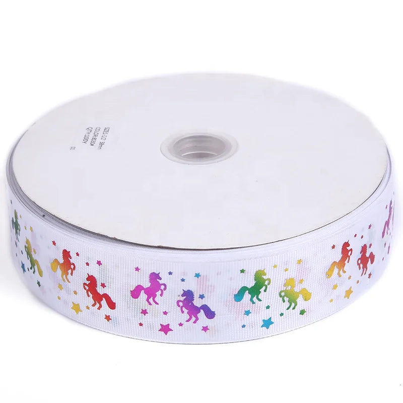 Factory Price Printed Grosgrain Ribbon Colorful Hot Stamping Butterflyheart Pattern Ribbon for Gift Wrapping