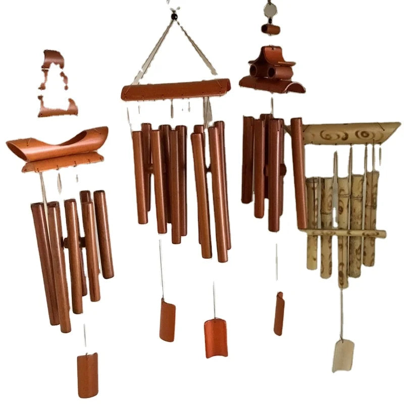 Handmade Vintage Multi-Sized Bamboo Wind Chimes Natural Outdoor Garden Clearance Deep Tone Memorial