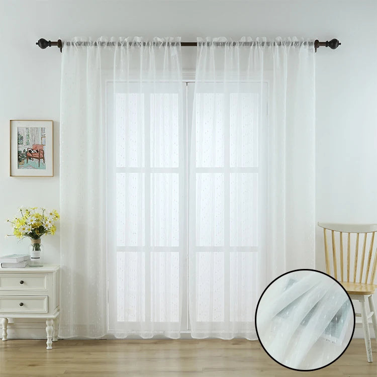 Cheap Simple White Striped Design Polyester Sheer Drapes Tulle Curtains Modern Living Room Window Customizable Blackout