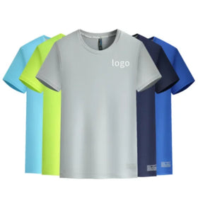 Men's Ice Silk T-shirt Short Sleeved Summer Quick Drying Cloth Outdoor Sports Casual Men's Solid Color T-shirt