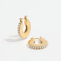 Trendy Earring 18K Gold Plated Luxury Cubic Zirconia Pearl Pave Chunky Stainless Steel Earring